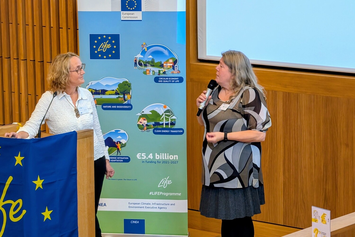 Vibeke and Karin present Improve Aquatic LIFE at LIFE conference in Brussels